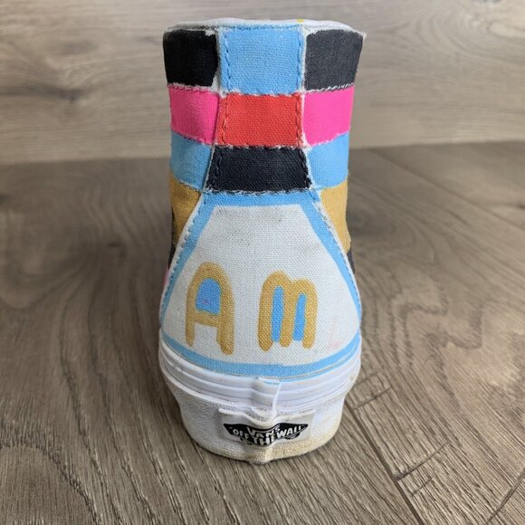 Vans High Top Womans Size 7 Custom Painted Pink Gold Purple Light Blue - Picture 15 of 16